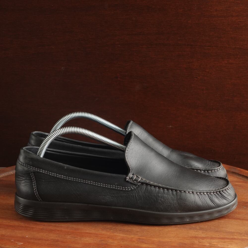 Ecco Loafers Mens SZ EU 43 US 9-9.5 BLK S-Lite Moc Classic Leather Comfort Shoes